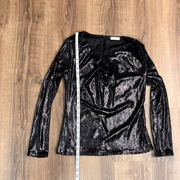 Ramy Brook Ash Black Sequin Drape Cowl Neck Top Sz S - Picture 7 of 16